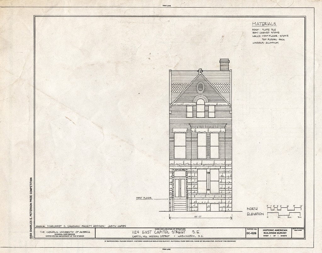Blueprint HABS DC,WASH,575- (Sheet 1 of 1) - 1124 East Capitol Street, Southeast (House), Washington, District of Columbia, DC