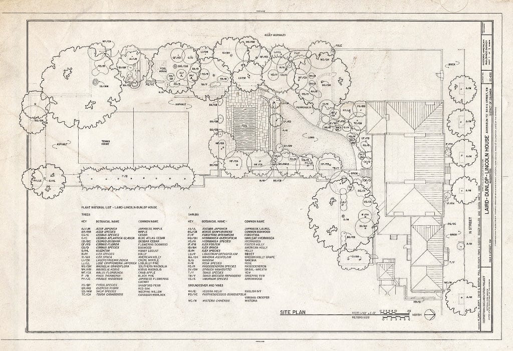 Blueprint Site Plan - Laird-Dunlop-Lincoln House, 3014 N Street, Northwest, Washington, District of Columbia, DC