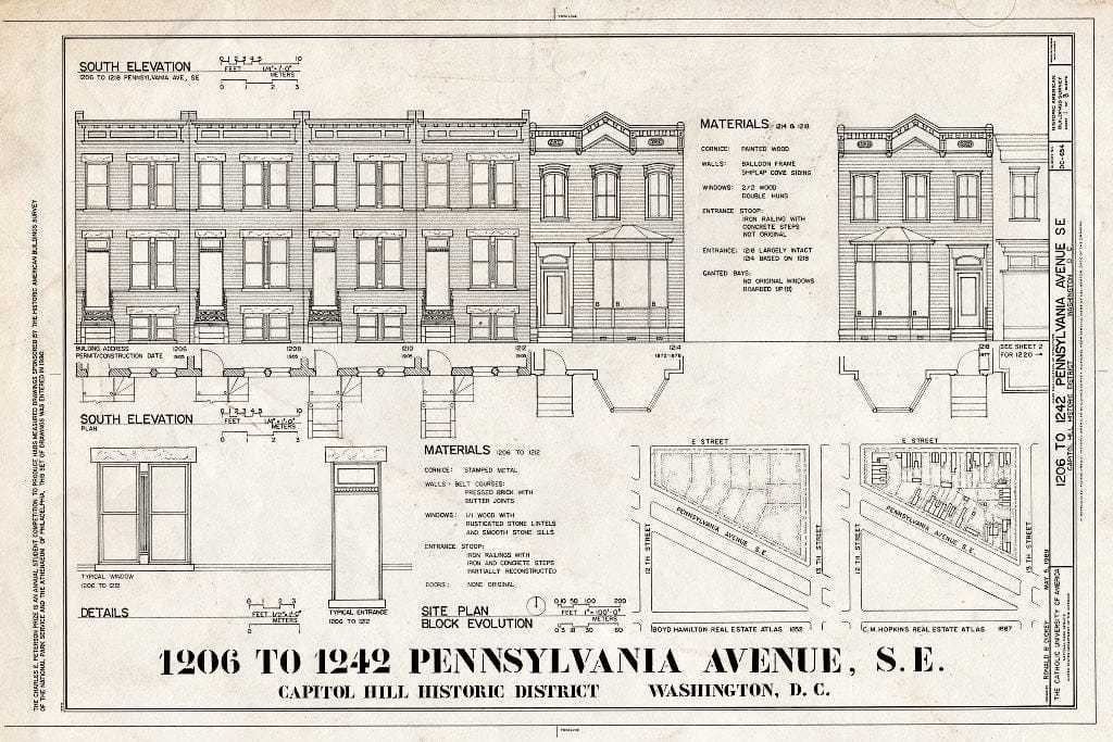 Blueprint HABS DC,WASH,577- (Sheet 1 of 3) - 1206-1242 Pennsylvania Avenue, Southeast (Houses), Washington, District of Columbia, DC