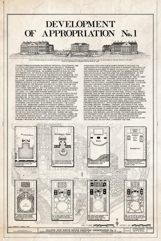 Blueprint HABS DC,WASH,649- (Sheet 1 of 2) - White House Grounds & Ellipse, Washington, District of Columbia, DC