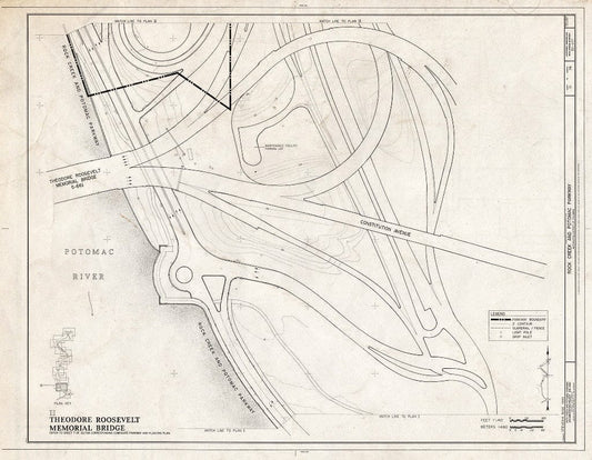 Blueprint 21. Plan II: Theodore Roosevelt Memorial Bridge - Rock Creek & Potomac Parkway, Washington, District of Columbia, DC