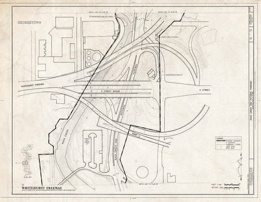Blueprint 24. Plan V: Whitehurst Freeway - Rock Creek & Potomac Parkway, Washington, District of Columbia, DC