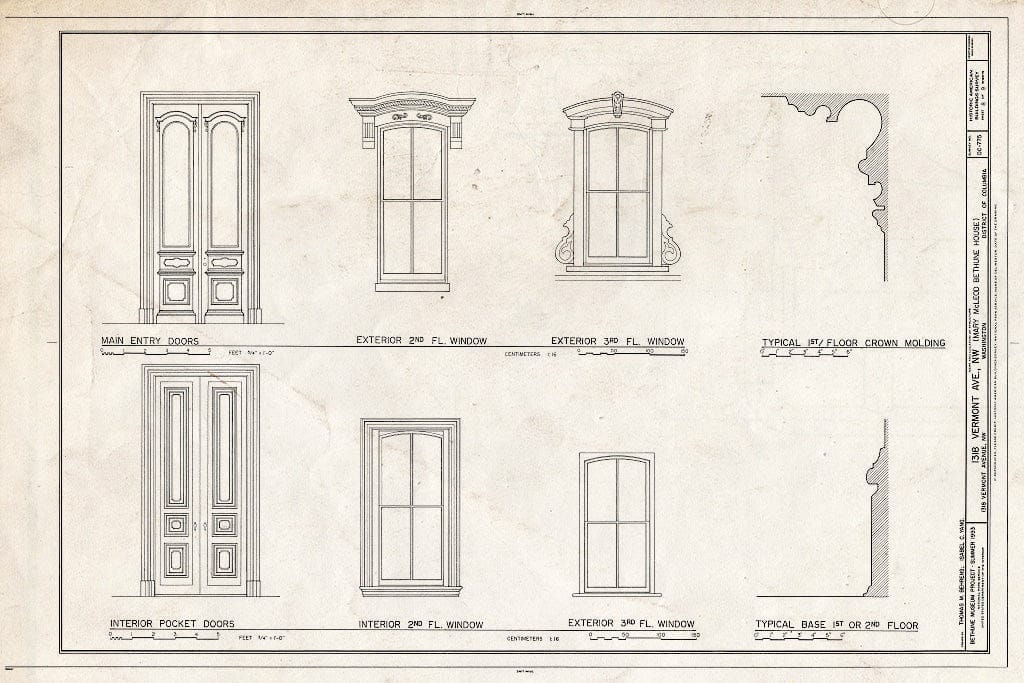Blueprint HABS DC,WASH,589- (Sheet 8 of 9) - 1318 Vermont Avenue, Northwest (House), Washington, District of Columbia, DC