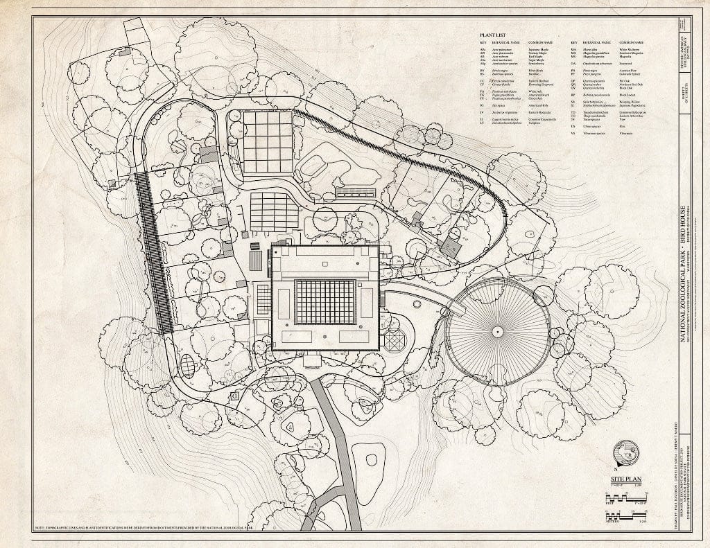 Blueprint Site Plan - National Zoological Park, Bird House, 3001 Connecticut Avenue NW, Washington, District of Columbia, DC