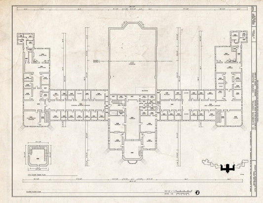 Blueprint 5. Fifth Floor Plan - St. Elizabeths Hospital, Center Building, 539-559 Cedar Drive, Southeast, Washington, District of Columbia, DC