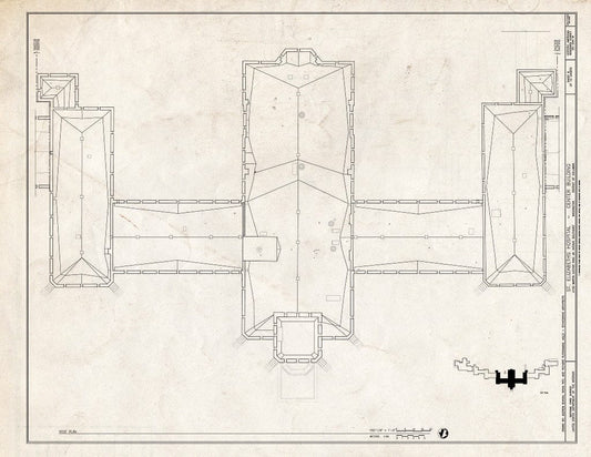 Blueprint 6. Roof Plan - St. Elizabeths Hospital, Center Building, 539-559 Cedar Drive, Southeast, Washington, District of Columbia, DC