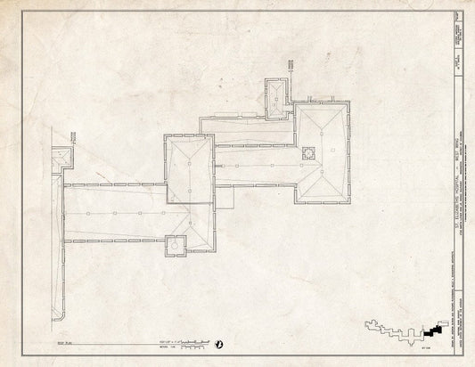 Blueprint 5. Roof Plan - St. Elizabeths Hospital, West Wing, 539-559 Cedar Drive, Southeast, Washington, District of Columbia, DC