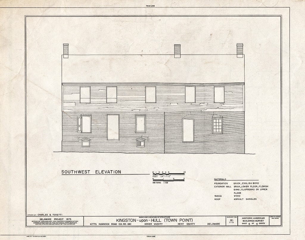 Blueprint Southwest Elevation - Kingston-Upon-Hill, Kitts Hummock Road, Dover, Kent County, DE