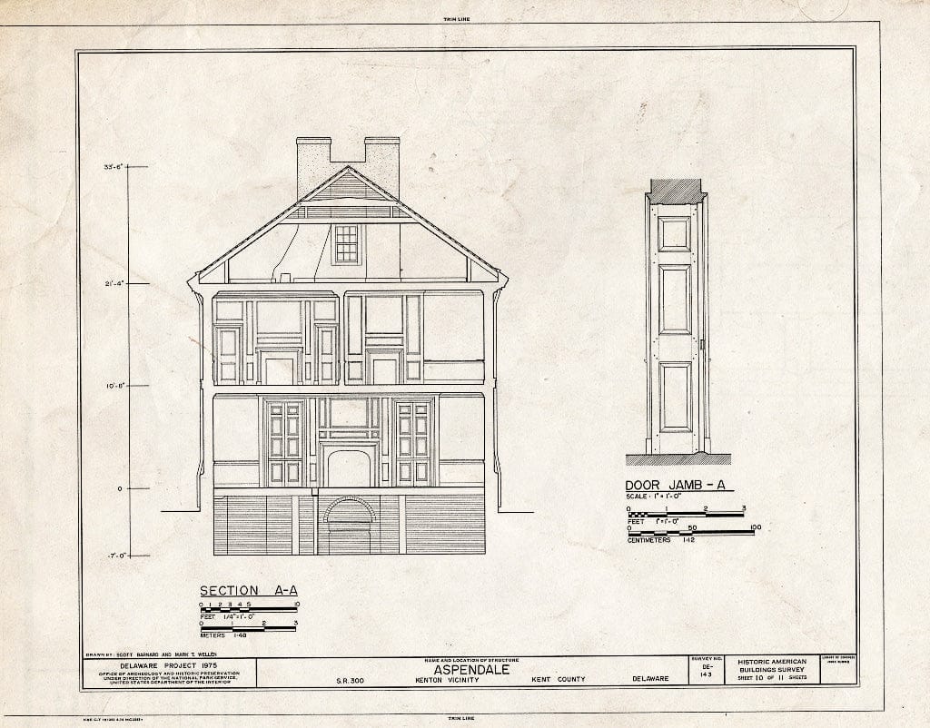 Blueprint HABS DEL,1-Kent.V,1- (Sheet 10 of 11) - Aspendale, Route 300 (Downs Chapel), Kenton, Kent County, DE
