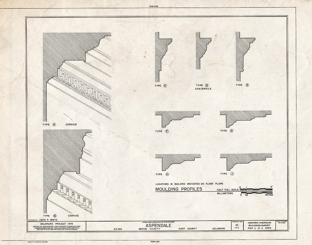 Blueprint HABS DEL,1-Kent.V,1- (Sheet 11 of 11) - Aspendale, Route 300 (Downs Chapel), Kenton, Kent County, DE