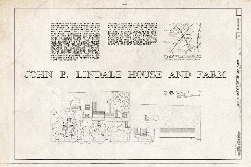 Blueprint HABS DEL,1-MAG,1- (Sheet 1 of 4) - John B. Lindale House & Farm, 24 South Main Street, Magnolia, Kent County, DE