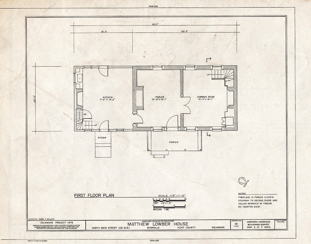 Blueprint HABS DEL,1-MAG,2- (Sheet 2 of 7) - Matthew Lowber House, North Main Street, Magnolia, Kent County, DE