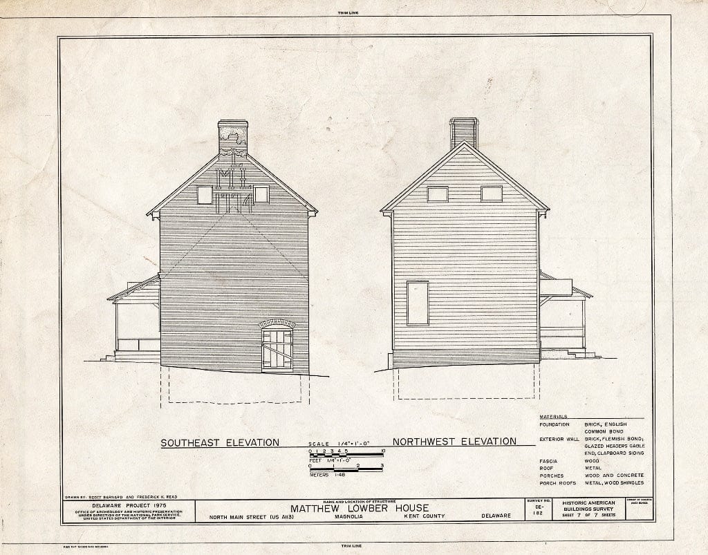 Blueprint HABS DEL,1-MAG,2- (Sheet 7 of 7) - Matthew Lowber House, North Main Street, Magnolia, Kent County, DE