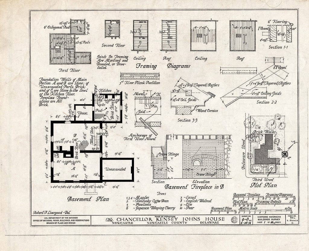 Blueprint HABS DEL,2-NEWCA,5- (Sheet 1 of 12) - Kensey Johns Sr. House, 2 East Third Street, New Castle, New Castle County, DE