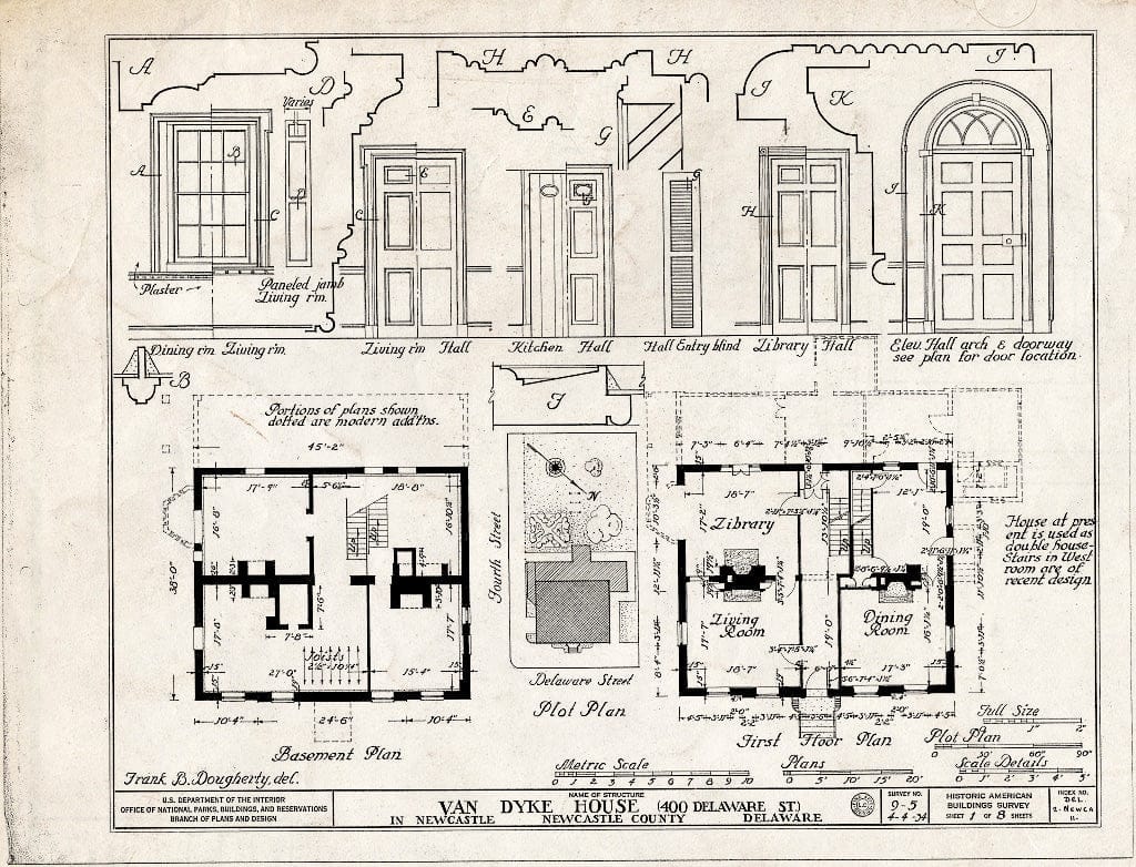 Blueprint HABS DEL,2-NEWCA,11- (Sheet 1 of 8) - Nicholas Van Dyke Jr. House, 400 Delaware Street, New Castle, New Castle County, DE