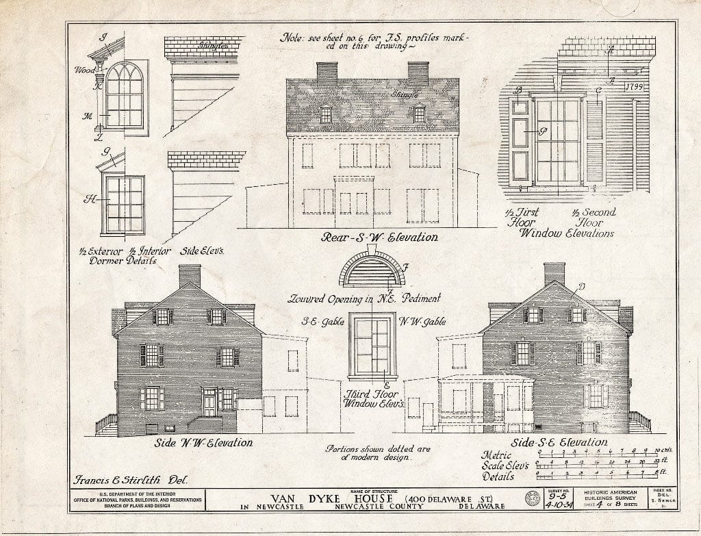 Blueprint HABS DEL,2-NEWCA,11- (Sheet 4 of 8) - Nicholas Van Dyke Jr. House, 400 Delaware Street, New Castle, New Castle County, DE