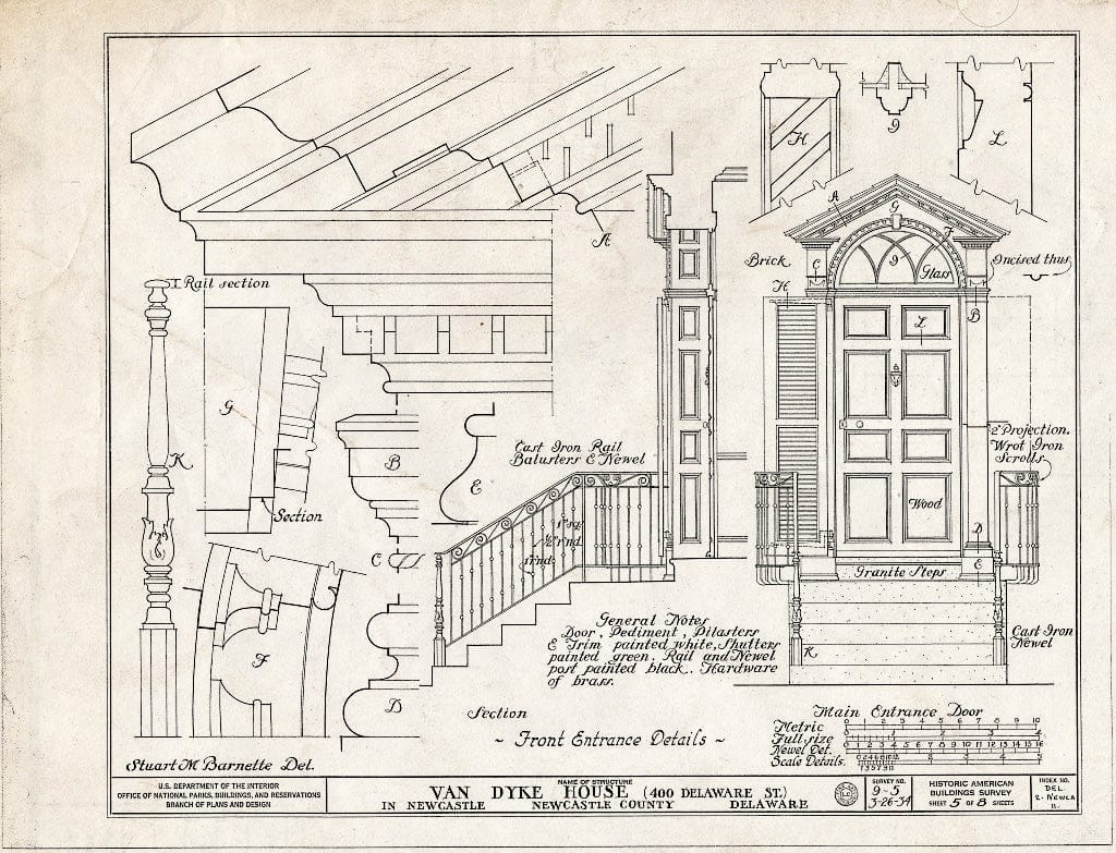 Blueprint HABS DEL,2-NEWCA,11- (Sheet 5 of 8) - Nicholas Van Dyke Jr. House, 400 Delaware Street, New Castle, New Castle County, DE