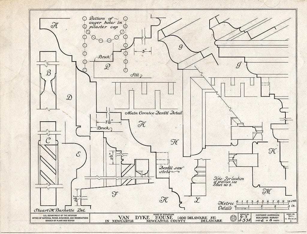 Blueprint HABS DEL,2-NEWCA,11- (Sheet 6 of 8) - Nicholas Van Dyke Jr. House, 400 Delaware Street, New Castle, New Castle County, DE