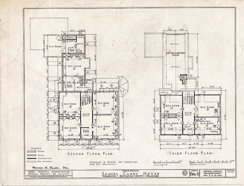 Blueprint HABS DEL,2-WILM,6- (Sheet 2 of 14) - Samuel Canby House, 1401 North Market Street, Wilmington, New Castle County, DE