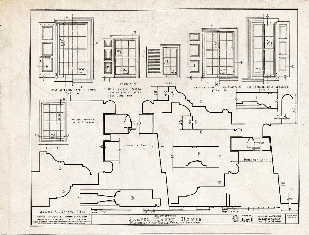 Blueprint HABS DEL,2-WILM,6- (Sheet 7 of 14) - Samuel Canby House, 1401 North Market Street, Wilmington, New Castle County, DE