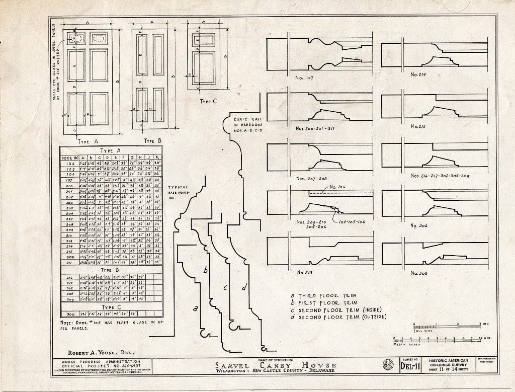 Blueprint HABS DEL,2-WILM,6- (Sheet 11 of 14) - Samuel Canby House, 1401 North Market Street, Wilmington, New Castle County, DE
