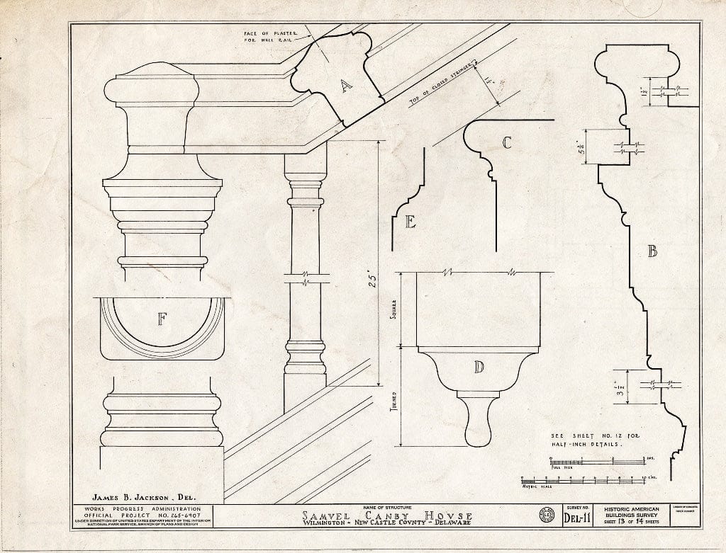 Blueprint HABS DEL,2-WILM,6- (Sheet 13 of 14) - Samuel Canby House, 1401 North Market Street, Wilmington, New Castle County, DE
