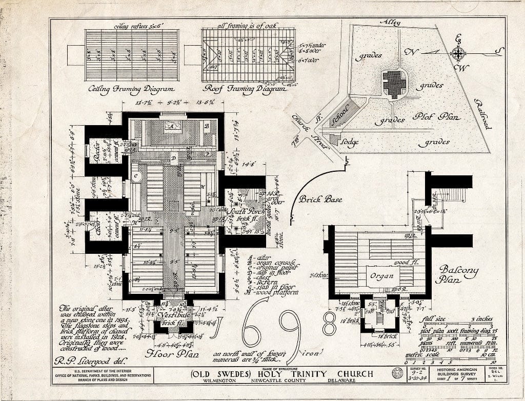 Blueprint HABS DEL,2-WILM,1- (Sheet 1 of 7) - Holy Trinity Church, Seventh & Church Street, Wilmington, New Castle County, DE