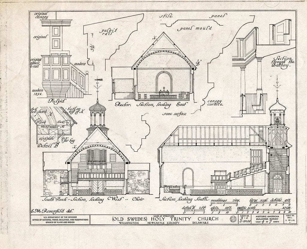 Blueprint HABS DEL,2-WILM,1- (Sheet 4 of 7) - Holy Trinity Church, Seventh & Church Street, Wilmington, New Castle County, DE
