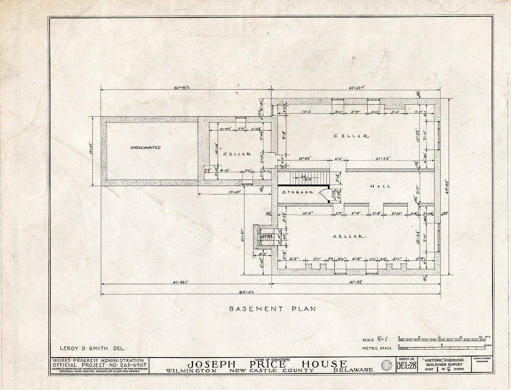 Blueprint HABS DEL,2-WILM,15- (Sheet 1 of 6) - Joseph Price House, 1301 North Market Street, Wilmington, New Castle County, DE