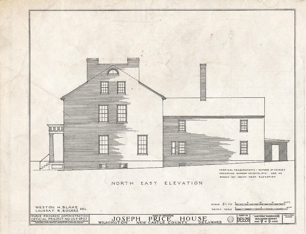 Blueprint HABS DEL,2-WILM,15- (Sheet 4 of 6) - Joseph Price House, 1301 North Market Street, Wilmington, New Castle County, DE