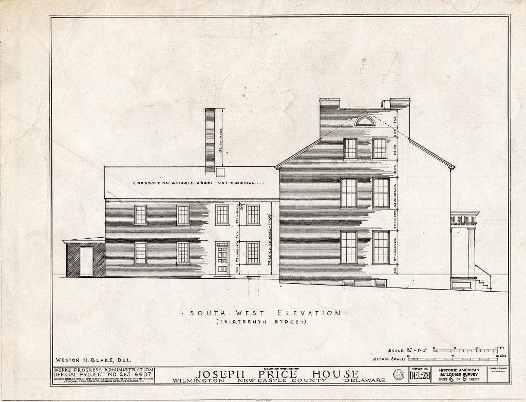 Blueprint HABS DEL,2-WILM,15- (Sheet 6 of 6) - Joseph Price House, 1301 North Market Street, Wilmington, New Castle County, DE