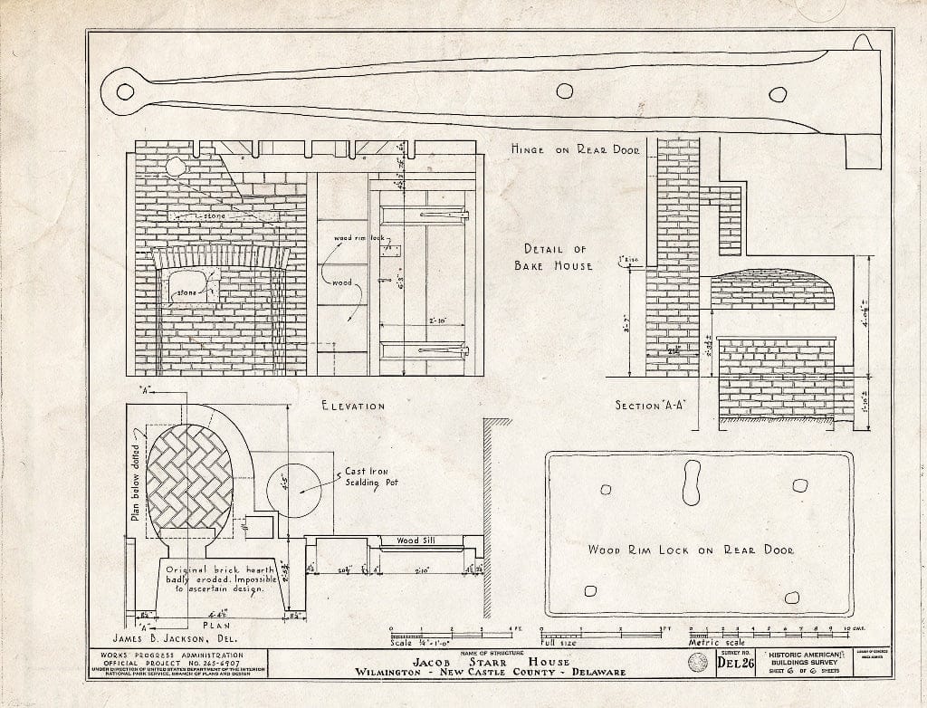 Blueprint HABS DEL,2-WILM,14- (Sheet 6 of 6) - Jacob Starr House, 1310 North King Street, Wilmington, New Castle County, DE