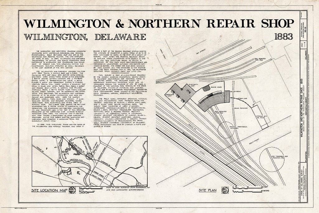 Blueprint HAER DEL,2-WILM,34- (Sheet 1 of 4) - Wilmington & Northern Railroad, Repair Shop, Beech Street, Wilmington, New Castle County, DE