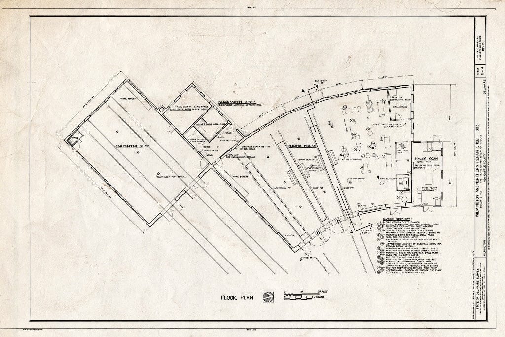 Blueprint HAER DEL,2-WILM,34- (Sheet 2 of 4) - Wilmington & Northern Railroad, Repair Shop, Beech Street, Wilmington, New Castle County, DE
