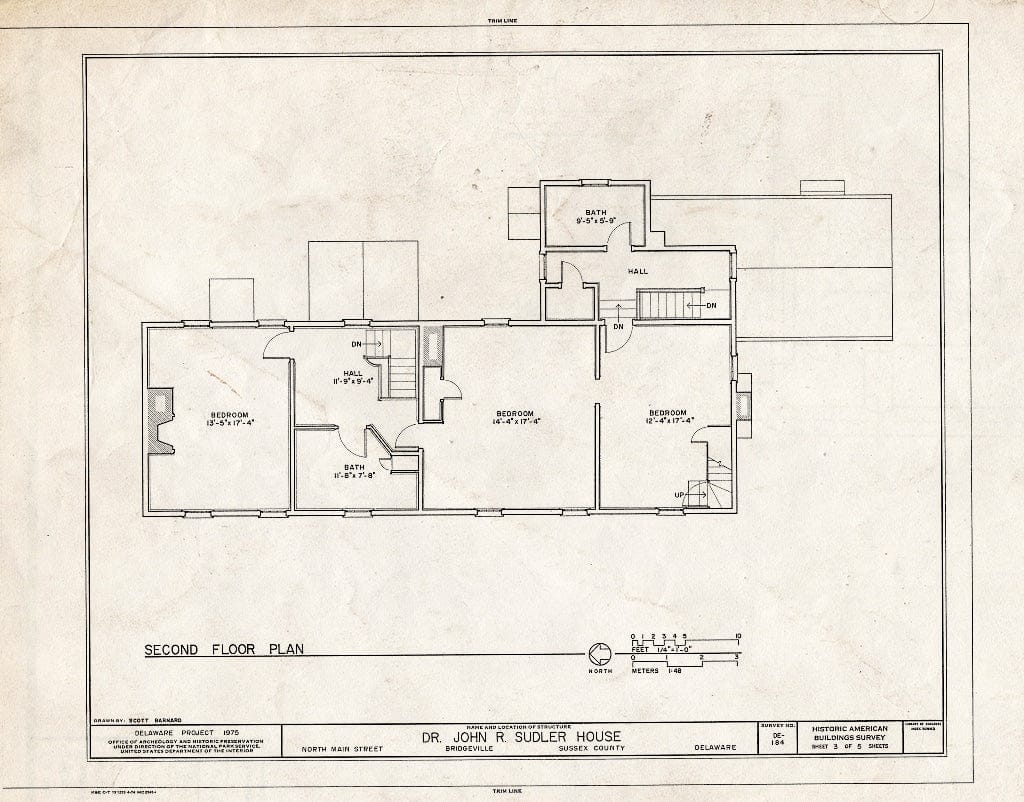 Blueprint HABS DEL,3-BRIVI,1- (Sheet 3 of 5) - Dr. John R. Sudler House, North Main Street, Bridgeville, Sussex County, DE