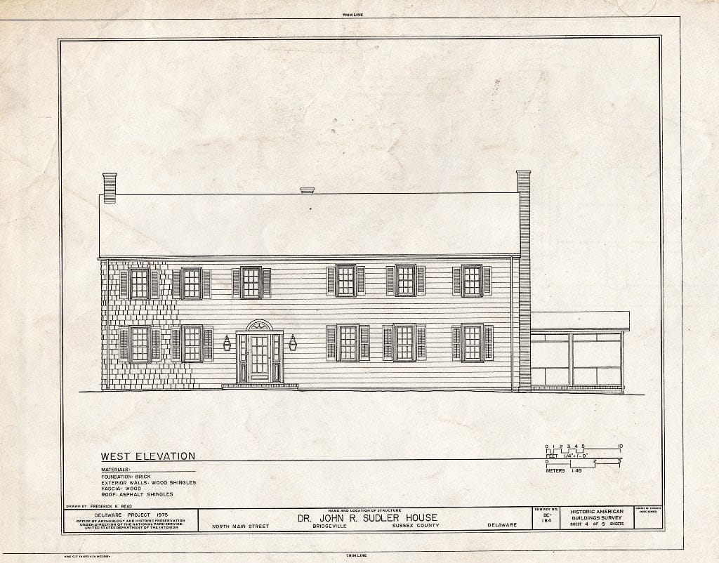 Blueprint HABS DEL,3-BRIVI,1- (Sheet 4 of 5) - Dr. John R. Sudler House, North Main Street, Bridgeville, Sussex County, DE