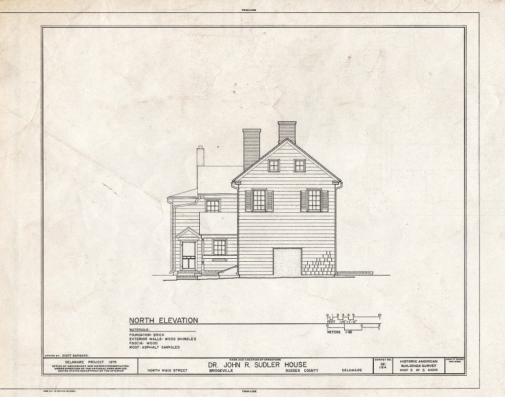 Blueprint HABS DEL,3-BRIVI,1- (Sheet 5 of 5) - Dr. John R. Sudler House, North Main Street, Bridgeville, Sussex County, DE
