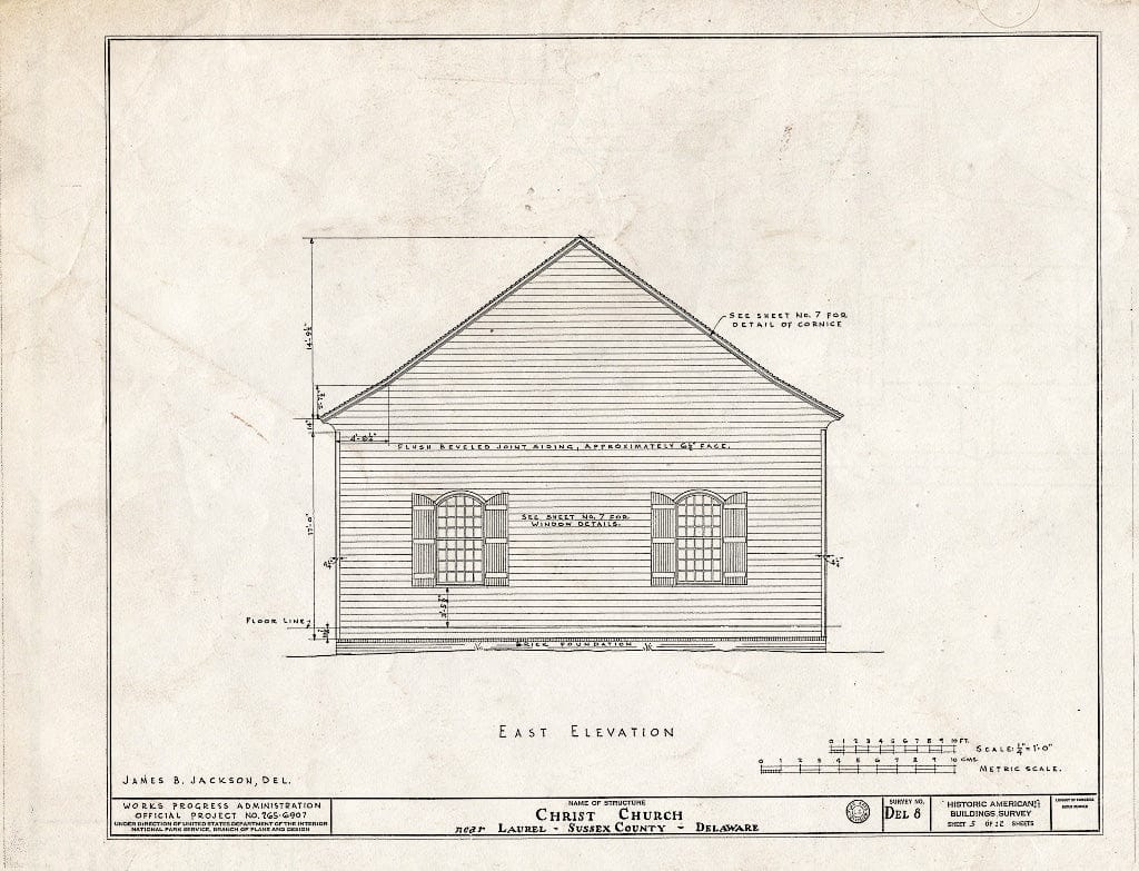 Blueprint HABS DEL,3-LAU.V,1- (Sheet 5 of 12) - Old Christ Church, State Roads 465 & 465-A, Laurel, Sussex County, DE