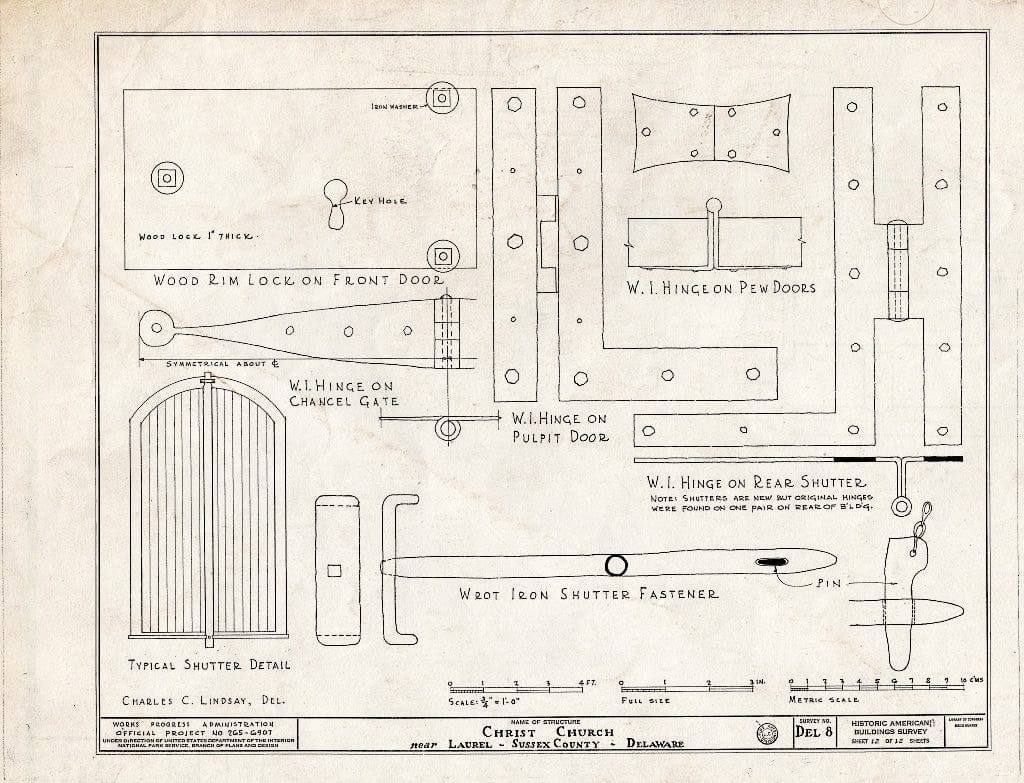 Blueprint HABS DEL,3-LAU.V,1- (Sheet 12 of 12) - Old Christ Church, State Roads 465 & 465-A, Laurel, Sussex County, DE