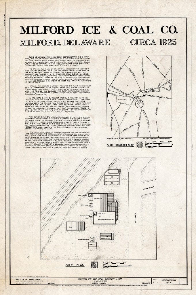 Blueprint HAER DEL,3-Milf,3- (Sheet 1 of 3) - Milford Ice & Coal Company, 18 Maple Avenue, Milford, Sussex County, DE