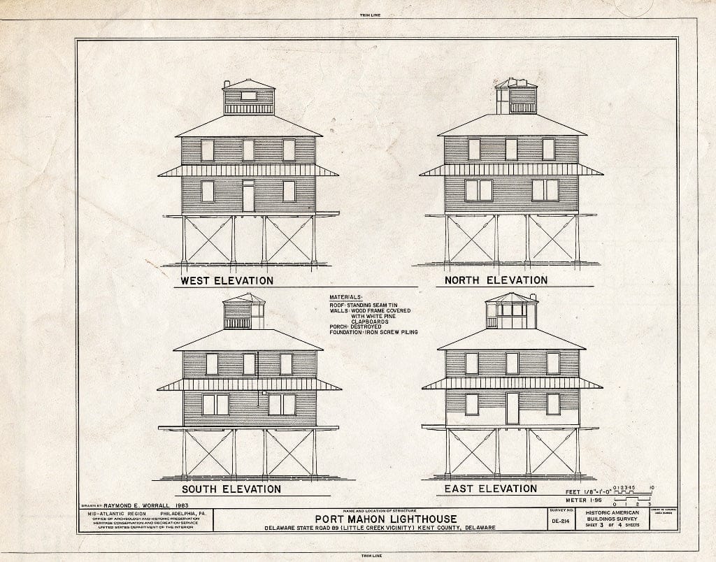 Blueprint HABS DEL,1-LITCRE.V,1- (Sheet 3 of 4) - Port Mahon Lighthouse, Delaware Bay at Mouth of Mahon River, on State Route 89, Little Creek, Kent County, DE
