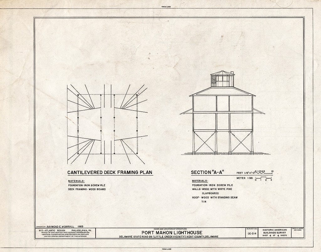 Blueprint HABS DEL,1-LITCRE.V,1- (Sheet 4 of 4) - Port Mahon Lighthouse, Delaware Bay at Mouth of Mahon River, on State Route 89, Little Creek, Kent County, DE