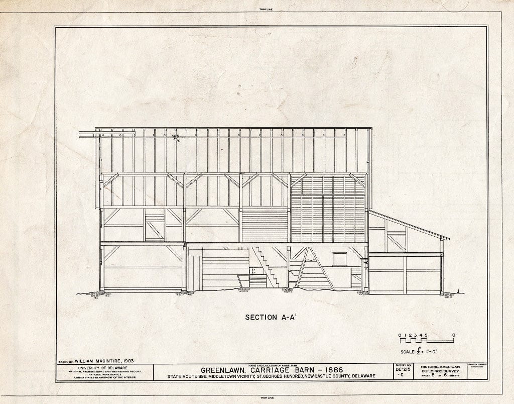 Blueprint HABS DEL,2-MIDTO.V,4-C- (Sheet 5 of 6) - Greenlawn, Carriage Barn, Route 896 (North Broad Street), 0.6 Mile North of Middletown, Middletown, New Castle County, DE