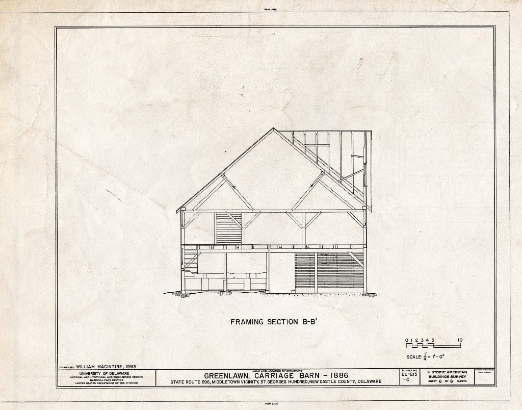 Blueprint HABS DEL,2-MIDTO.V,4-C- (Sheet 6 of 6) - Greenlawn, Carriage Barn, Route 896 (North Broad Street), 0.6 Mile North of Middletown, Middletown, New Castle County, DE