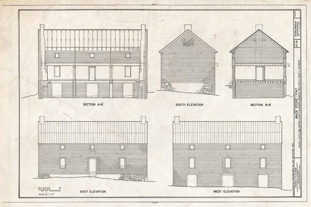 Blueprint HABS DEL,2-SMYR.V,2- (Sheet 1 of 2) - Brick Store, Route 488, East of Road 489, Smyrna, Kent County, DE