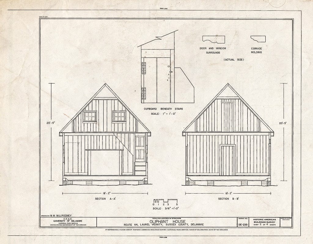 Blueprint HABS DEL,3-LAU.V,4- (Sheet 2 of 4) - Oliphant House, Route 64, Laurel, Sussex County, DE