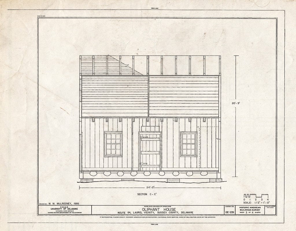 Blueprint HABS DEL,3-LAU.V,4- (Sheet 3 of 4) - Oliphant House, Route 64, Laurel, Sussex County, DE