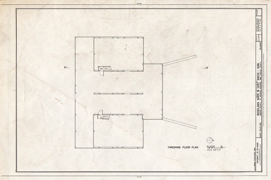 Blueprint HABS DEL,2-OD.V,4-B- (Sheet 3 of 6) - Woodlawn, Barn, Saint Georges Hundred, County Route 429, East of Route 428, Odessa, New Castle County, DE