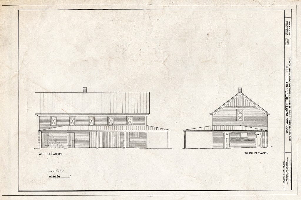 Blueprint HABS DEL,2-OD.V,4-C- (Sheet 2 of 2) - Woodlawn, Carriage Barn & Stable, Saint Georges Hundred, County Route 429, East of Route 428, Odessa, New Castle County, DE