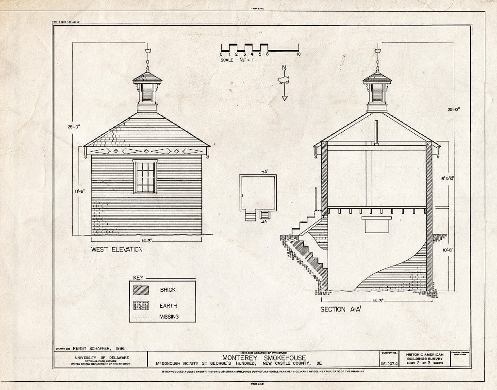 Blueprint HABS DEL,2-McDO.V,1-C- (Sheet 2 of 3) - Monterey, Smokehouse, State Road 423.7 Mile East of Route 13, McDonough, New Castle County, DE
